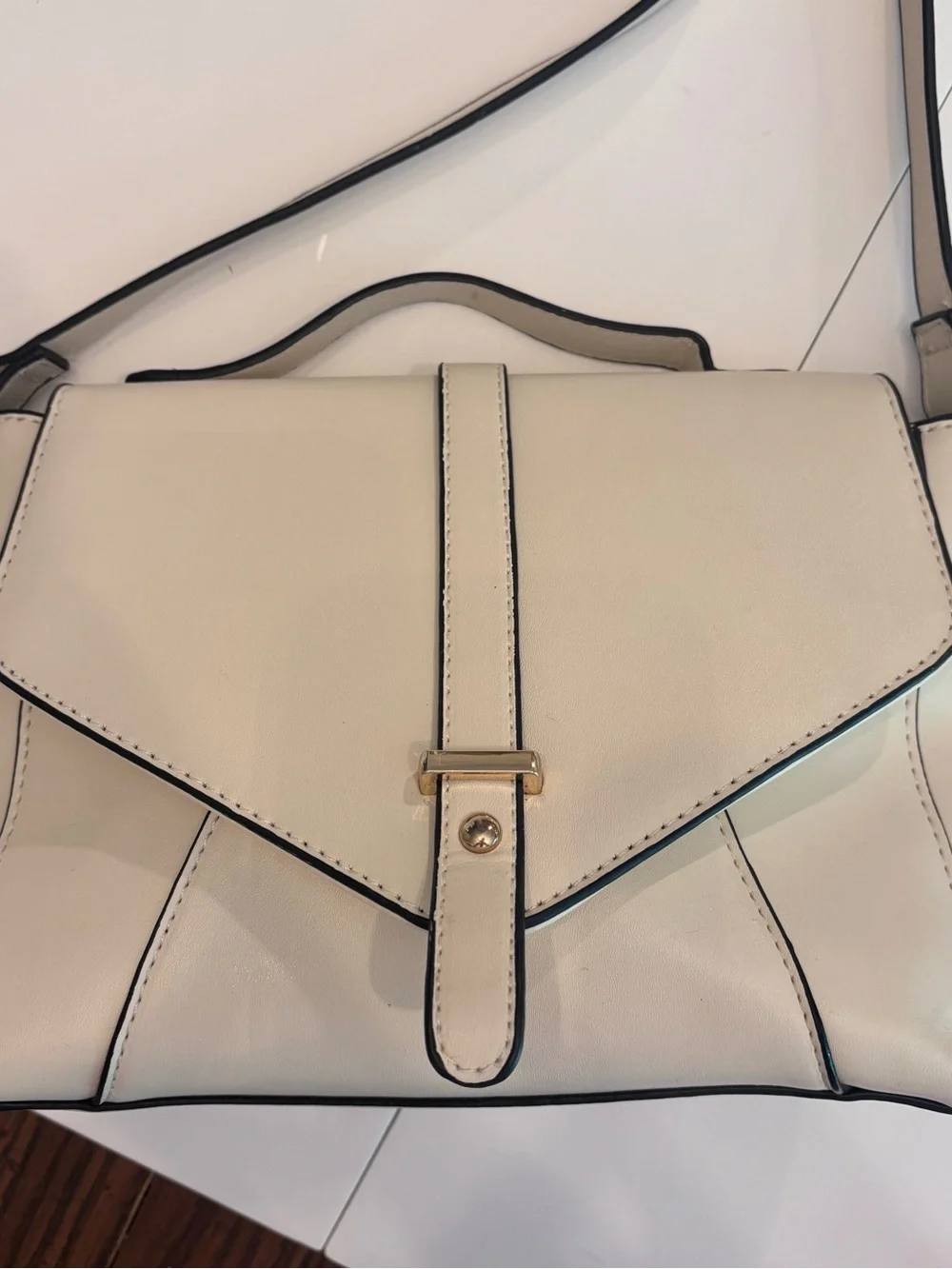 Everyday Neutral Cream Top-Handle Satchel with Adjustable Strap